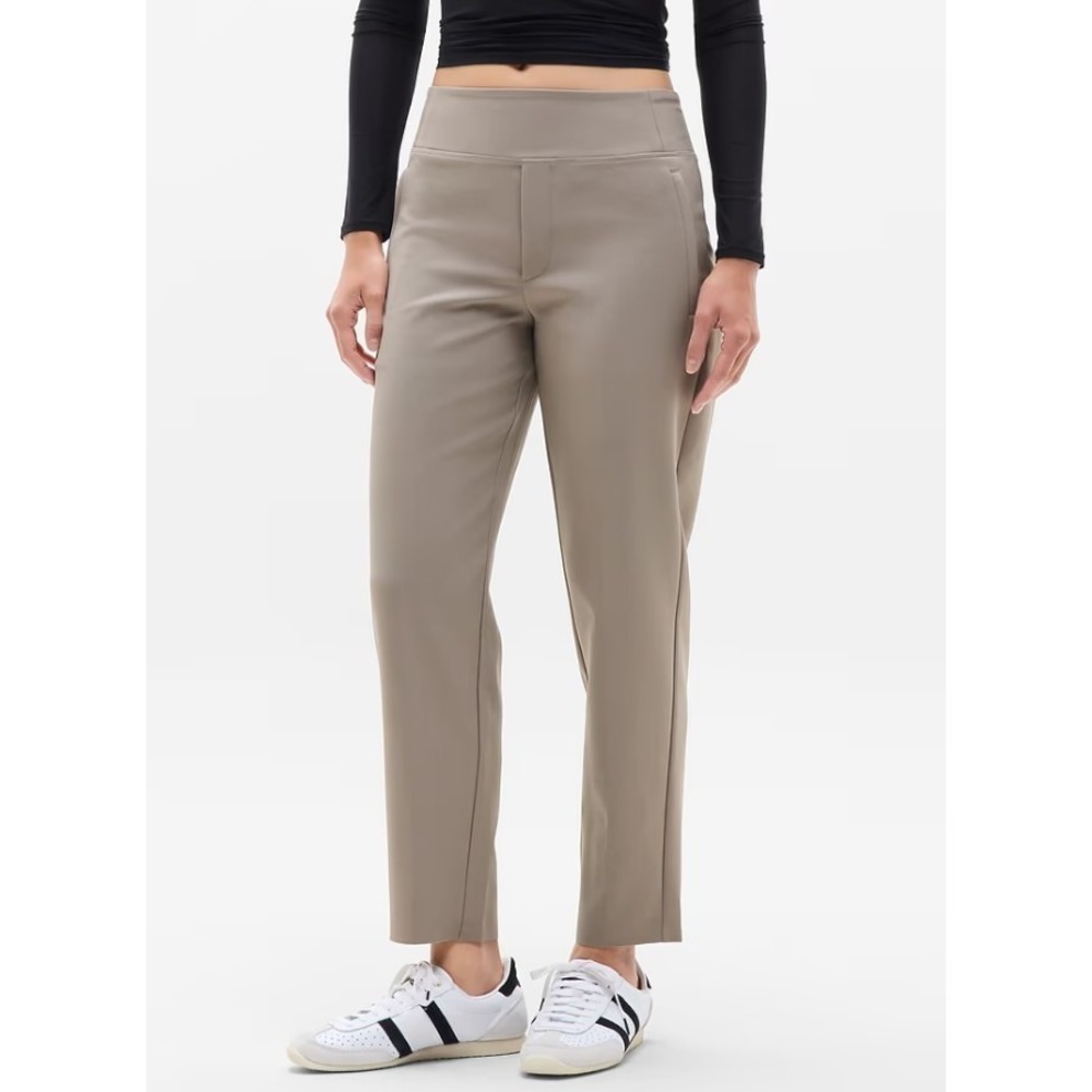 Athleta Endless Pant Womens 0 Petite Tan Beige High Rise Stretch Pull On Tapered